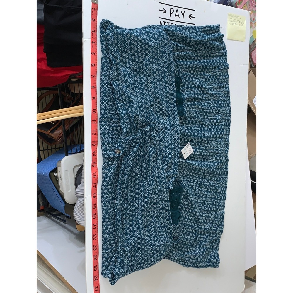 Maurices Womens XXL Teal Geometric Print Lace Detail Long Sleeve Blouse Top - Picture 5 of 10